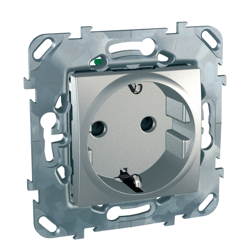 Розетка с з/к шторки б/зажим клеммы алюм