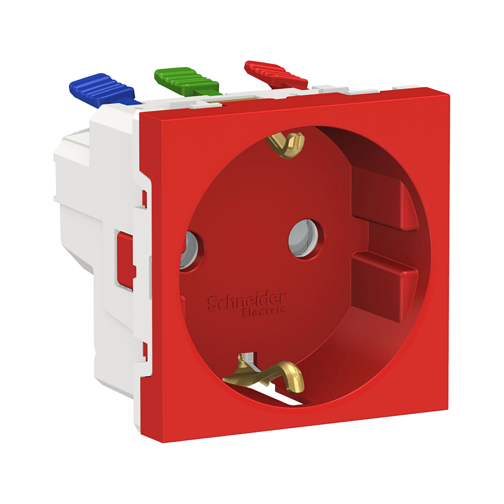 UNICA MOD РОЗЕТ с/з,с/ш,с б/з кл,2м КРАС