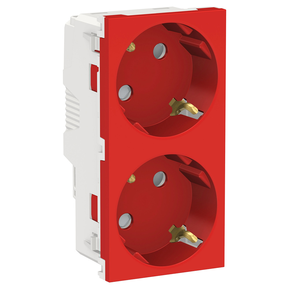 UNICA MOD РОЗЕТ. двойн, с/шт,б/з, КРАС