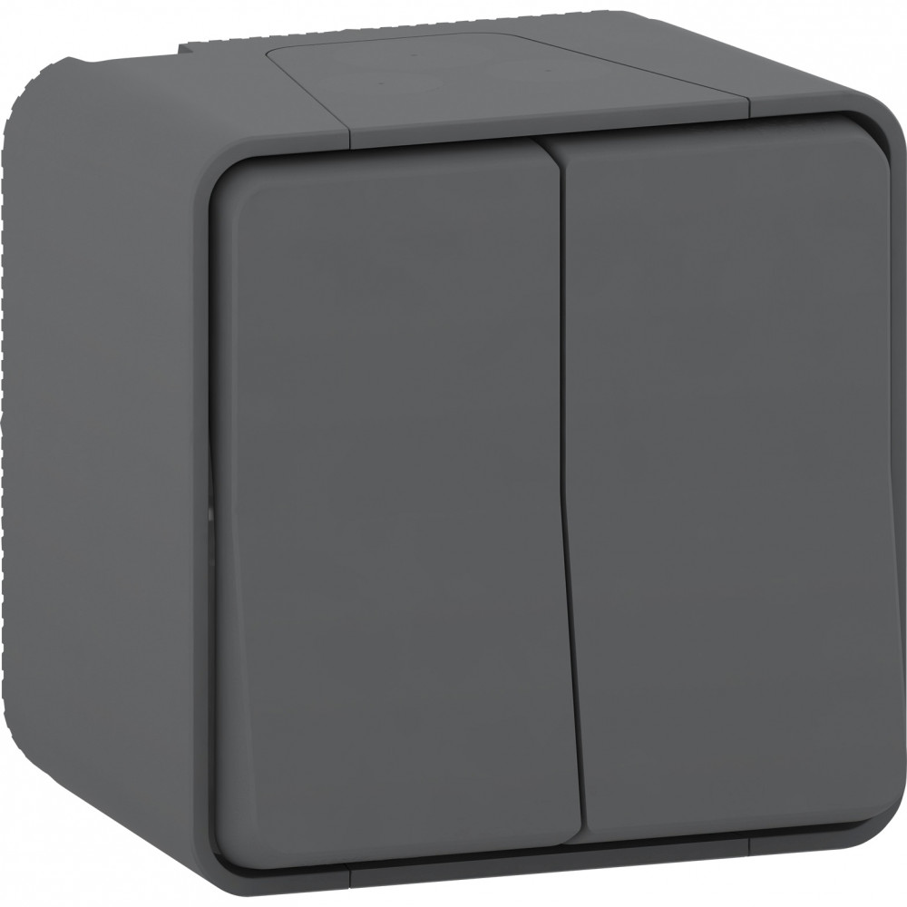 MUREVA S Двухклавишный переключатель в сборе, 10АХ, 250В, АНТРАЦИТ, IP55