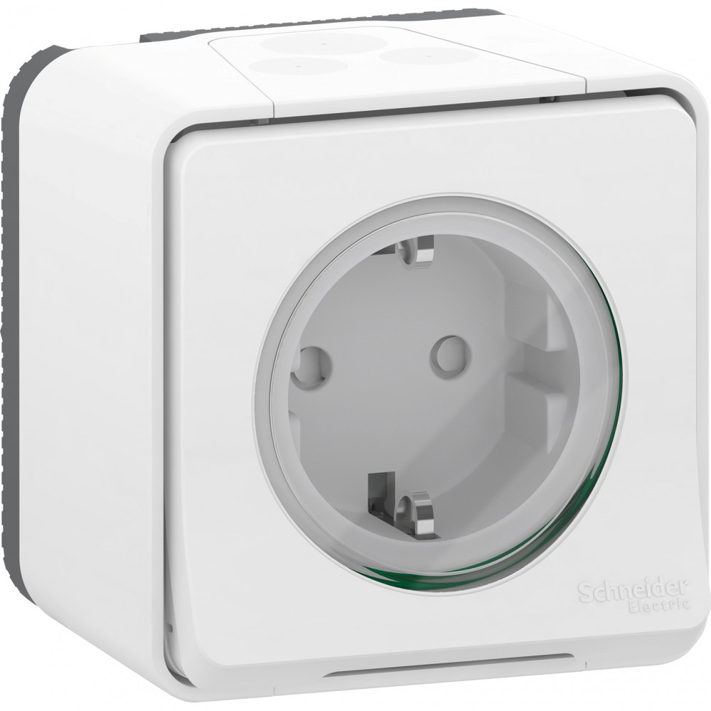 MUREVA S Розетка с з/к и шт., в сборе,  16А, 250В, безвинтов., БЕЛЫЙ, IP55