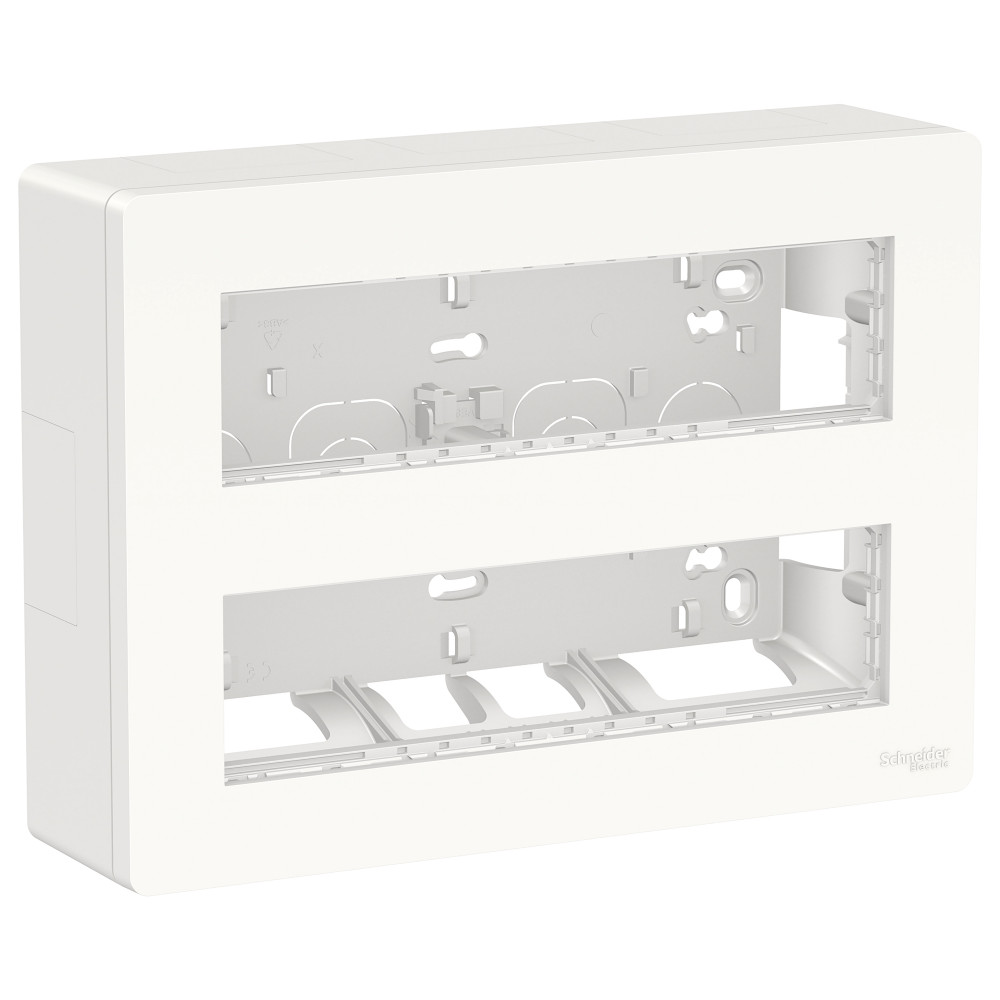 UNICA SYSTEM+ БЛОК открытой установки 2х4 АНТИБАКТЕРИАЛЬНЫЙ