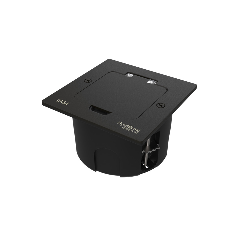 MultiDesk Лючок на 2 модуля IP44 с монтажной коробкой д/стены,фальшпола,стола ЧЁРНЫЙ матовый MDK20