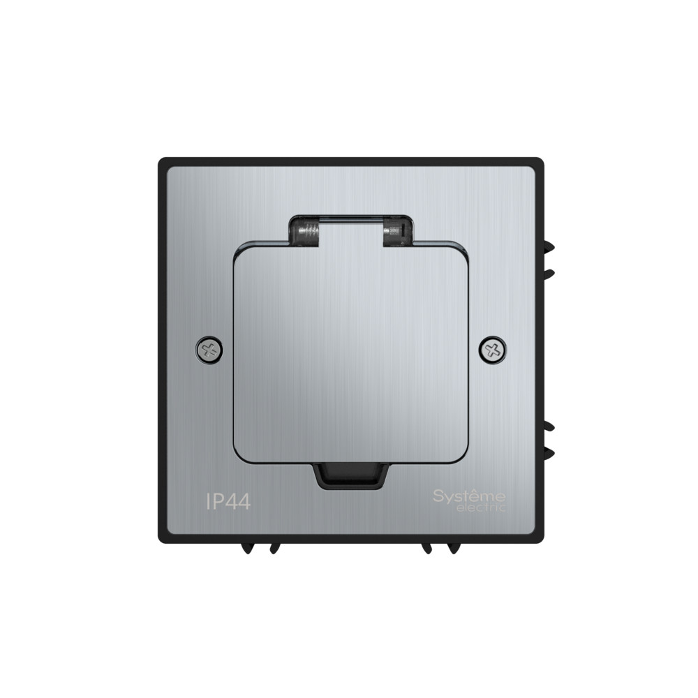 MultiDesk Лючок на 2 модуля IP44 с монтажной коробкой для бетонных полов СЕРЕБРО, тип MDK20