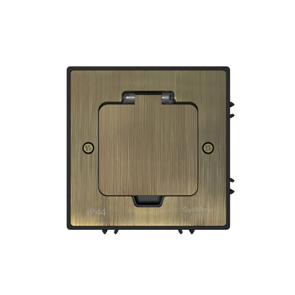 MultiDesk Лючок на 2 модуля IP44 с монтажной коробкой для бетонных полов Античная ЛАТУНЬ, тип MDK20