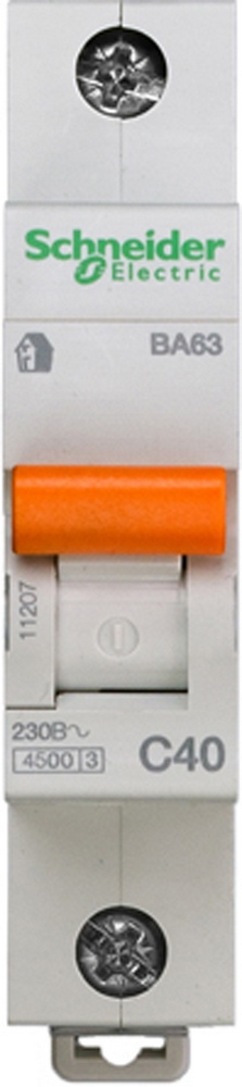 АВТОМАТИЧЕСКИЙ ВЫКЛЮЧАТЕЛЬ ВА63 1П 40A C 4,5 кА, Болгария/Италия