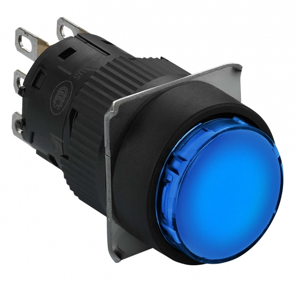 КНОПКА СИНЯЯ, 16 ММ, ПРУЖ ВОЗВРАТ