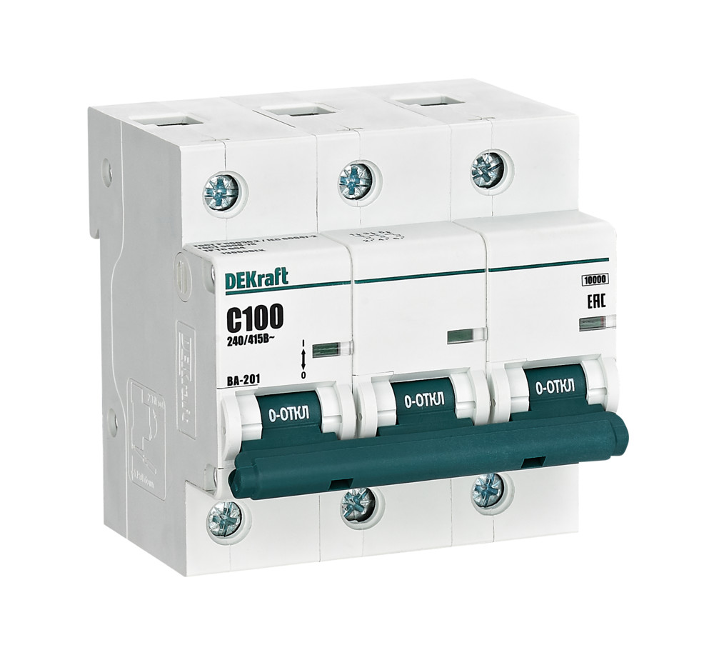 Автоматический выключатель ВА-201 3P 100А C 10кА
