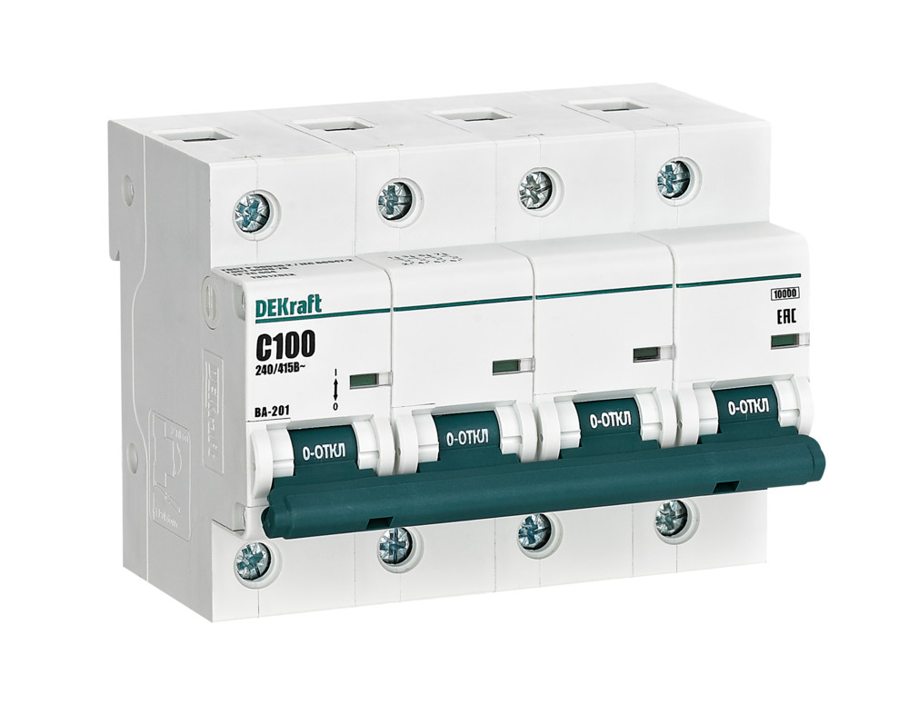 Автоматический выключатель ВА-201 4P 100А C 10кА