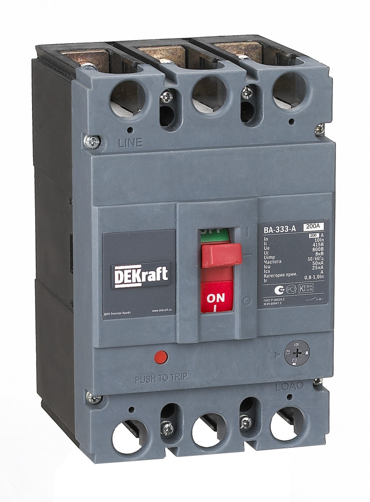 Силовой авт. выключатель 3P 200А c Ir=160А-200А 50кА ВА-333 DEKraf