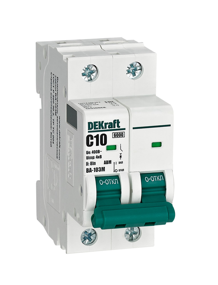 Автоматический выключатель ВА-103М 2P 10А C 6кА без теплозащиты