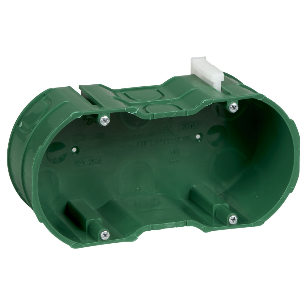 MULTIBOX Коробка установочная 2 поста д/сплошных стен, габариты 148х71х47мм, под коронку D80 ЗЕЛЁНАЯ