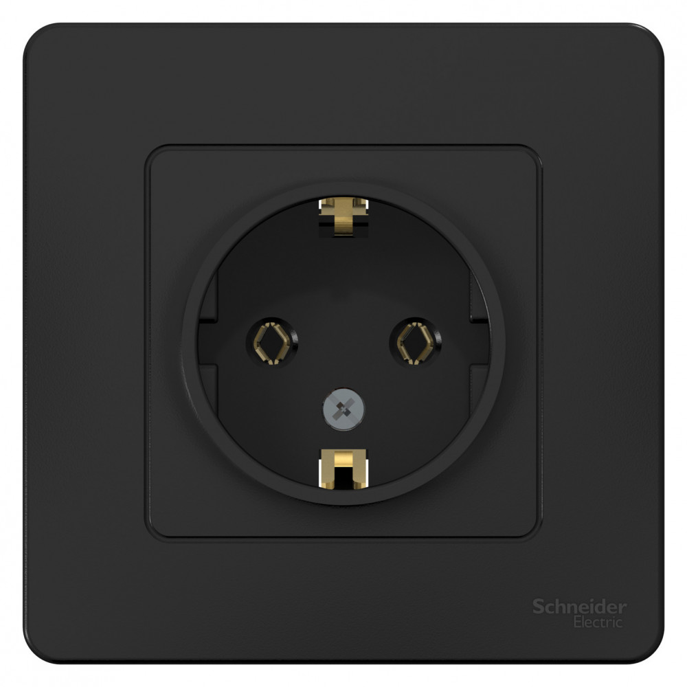 BLANCA С/У РОЗЕТКА с заземлением без шторок, 16А, 250В, АНТРАЦИТ