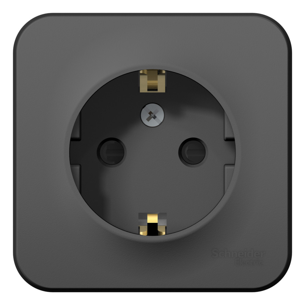 BLANCA О/У РОЗЕТКА с заземлением со шторками, 16А, 250В, АНТРАЦИТ