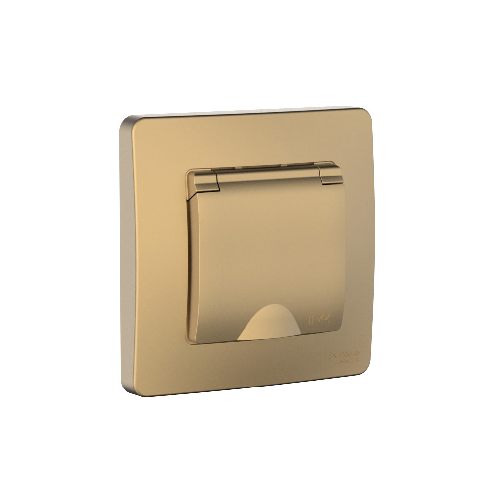 BLANCA С/У IP44 РОЗЕТКА с заземлением со шторками, с крышкой, 16А, 250В, ТИТАН