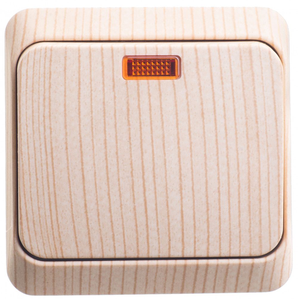 ЭТЮД О/У 1-клавишный ВЫКЛЮЧАТЕЛЬ с подсветкой 10 АХ, СОСНА