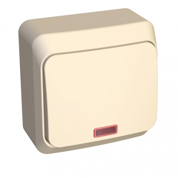 ЭТЮД О/У 1-клавишный ВЫКЛЮЧАТЕЛЬ с подсветкой 10 АХ, КРЕМОВЫЙ