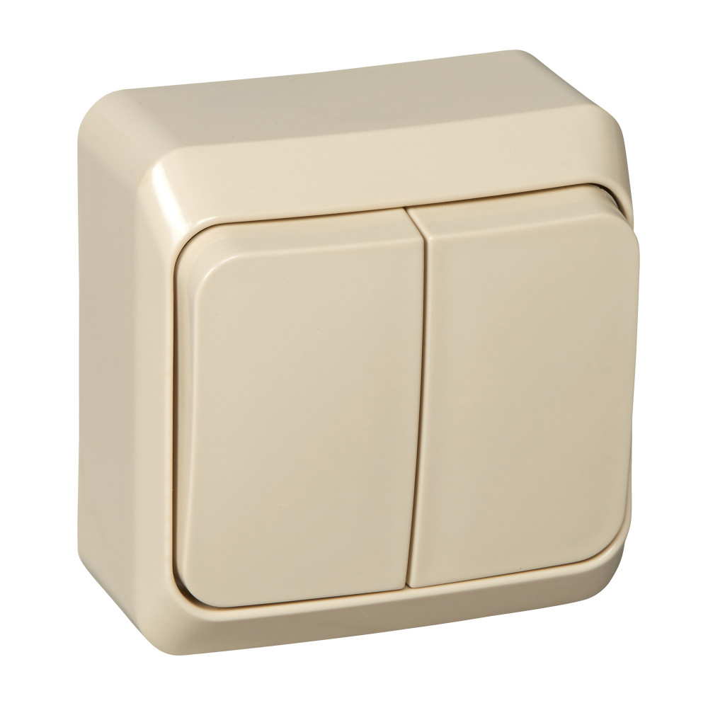 ЭТЮД О/У 2-клавишный ВЫКЛЮЧАТЕЛЬ с подсветкой 10 АХ, КРЕМОВЫЙ
