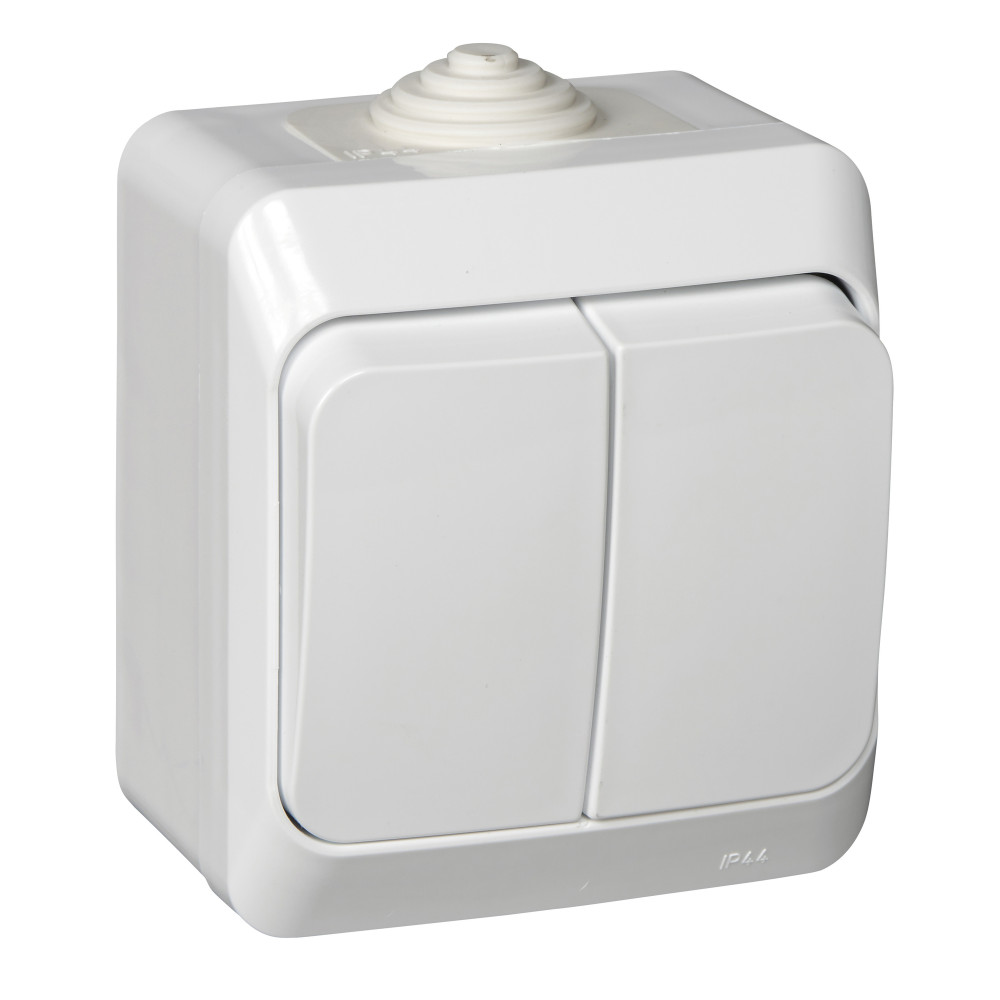 ЭТЮД IP44 О/У 2-клавишный ВЫКЛЮЧАТЕЛЬ 10 АХ, БЕЛЫЙ