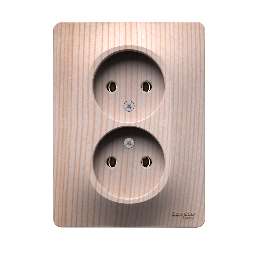 GLOSSA РОЗЕТКА двойная без заземления, 16А, в сборе, СОСНА