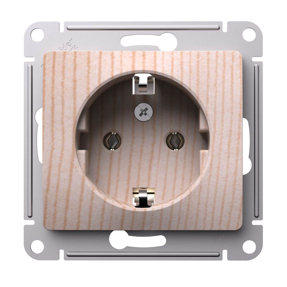 GLOSSA РОЗЕТКА с заземлением без шторок, 16А, механизм, СОСНА