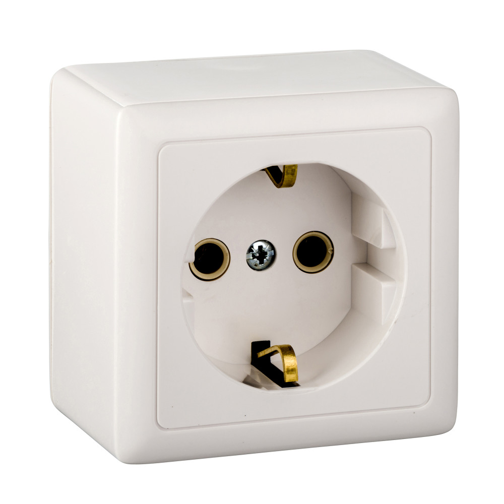 ХИТ О/У РОЗЕТКА с заземлением без шторок, ИЗОЛ.ПЛ, 16А, 250В, БЕЛЫЙ