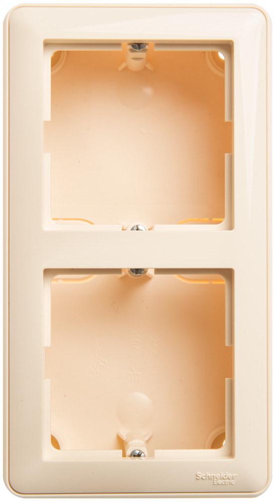 W59 КОРОБКА подъемная для наружного монтажа с рамкой, 2-местная, СЛОНОВАЯ КОСТЬ