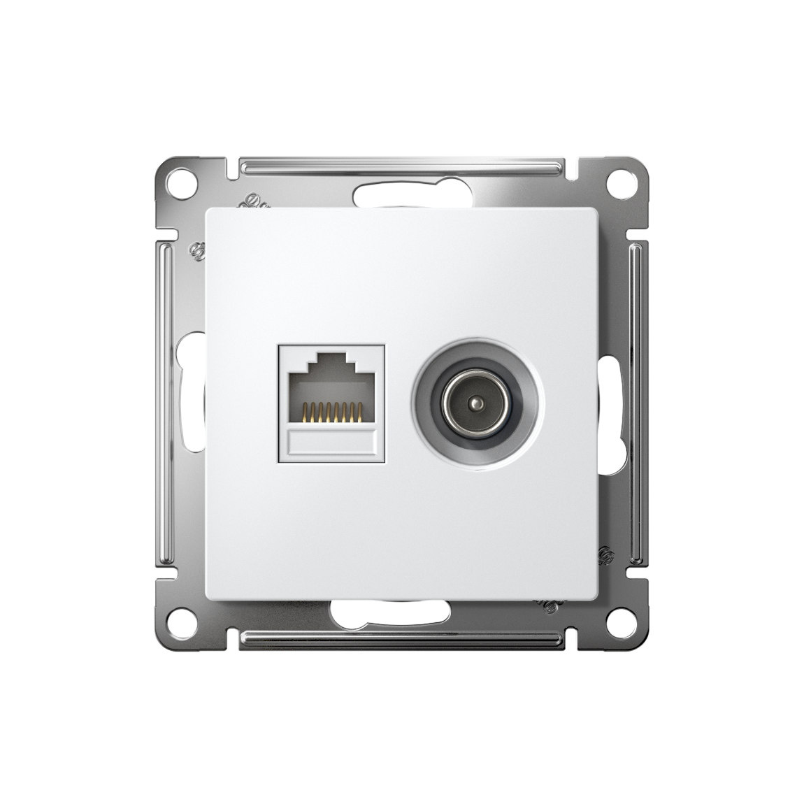 ATLASDESIGN РОЗЕТКА двойная ТВ + компьютерная RJ45 кат. 5e, механизм, БЕЛЫЙ