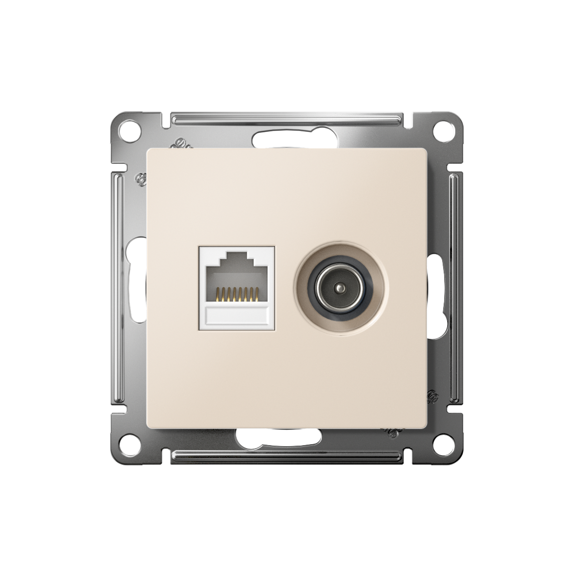 ATLASDESIGN РОЗЕТКА двойная ТВ + компьютерная RJ45 кат. 5e, механизм, БЕЖЕВЫЙ