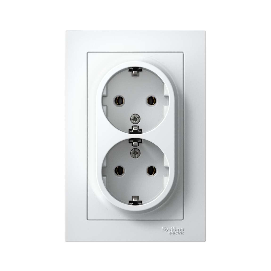 ATLASDESIGN РОЗЕТКА двойная с заземлением без шторок, 16А, в сборе, БЕЛЫЙ