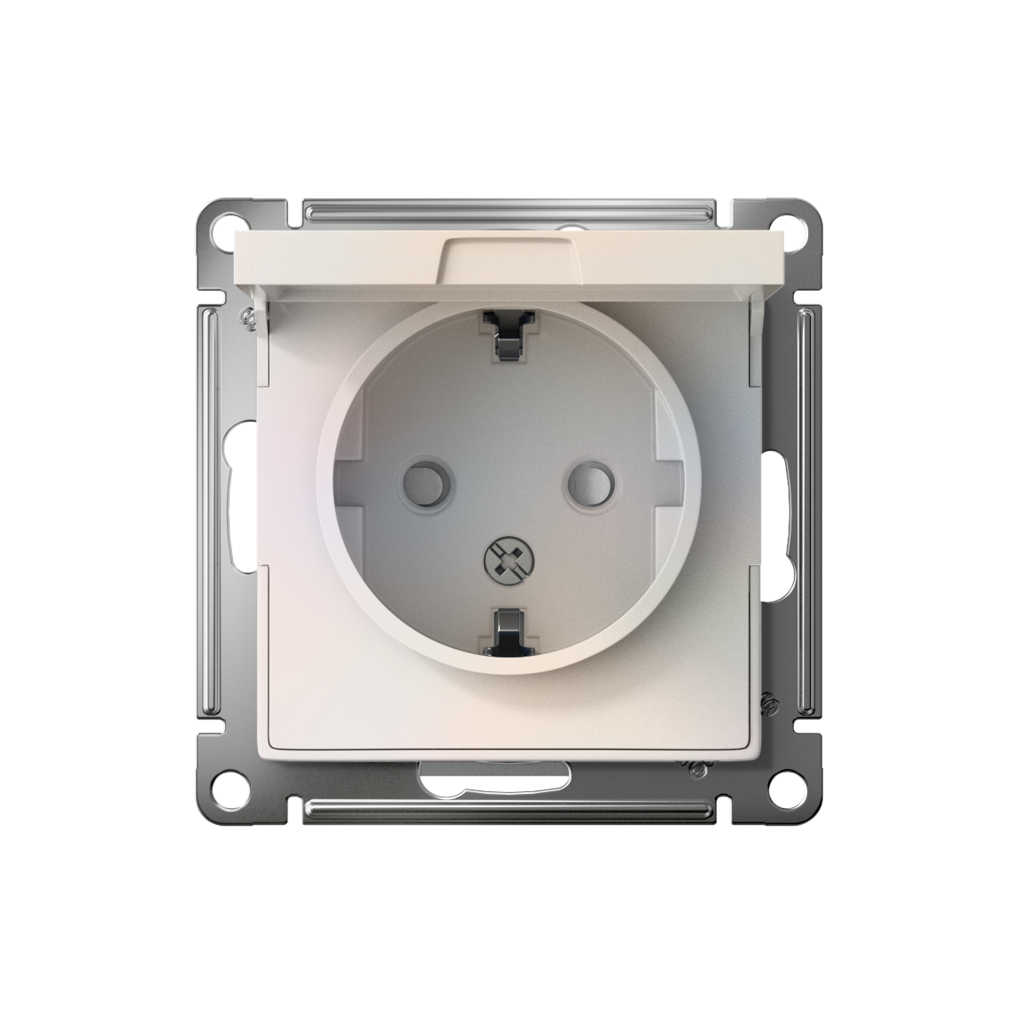 ATLASDESIGN РОЗЕТКА с заземлением со шторками с крышкой, 16А, IP20, механизм, ЖЕМЧУГ