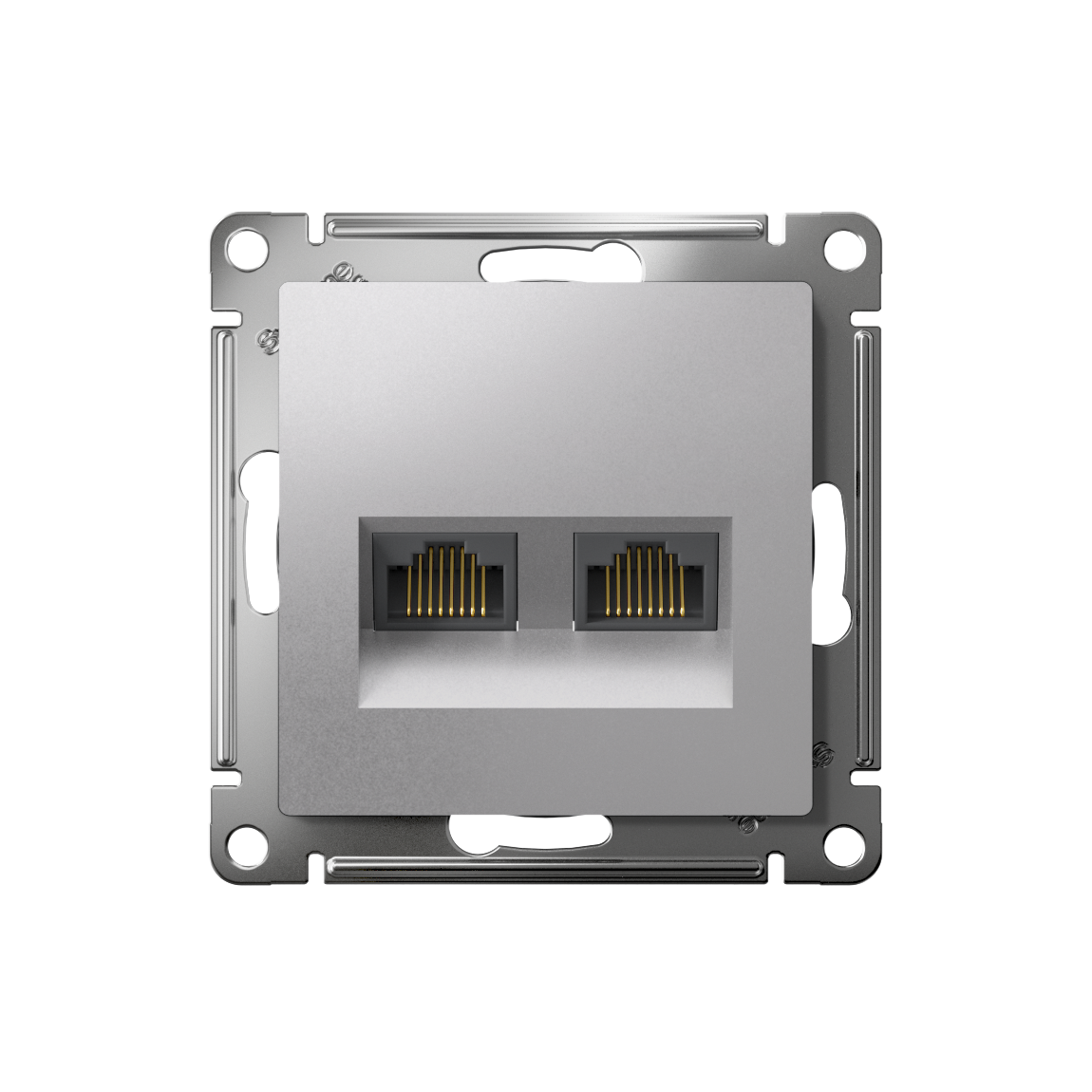 ATLASDESIGN РОЗЕТКА двойная компьютерная RJ45+RJ45 кат. 5e, механизм, АЛЮМИНИЙ