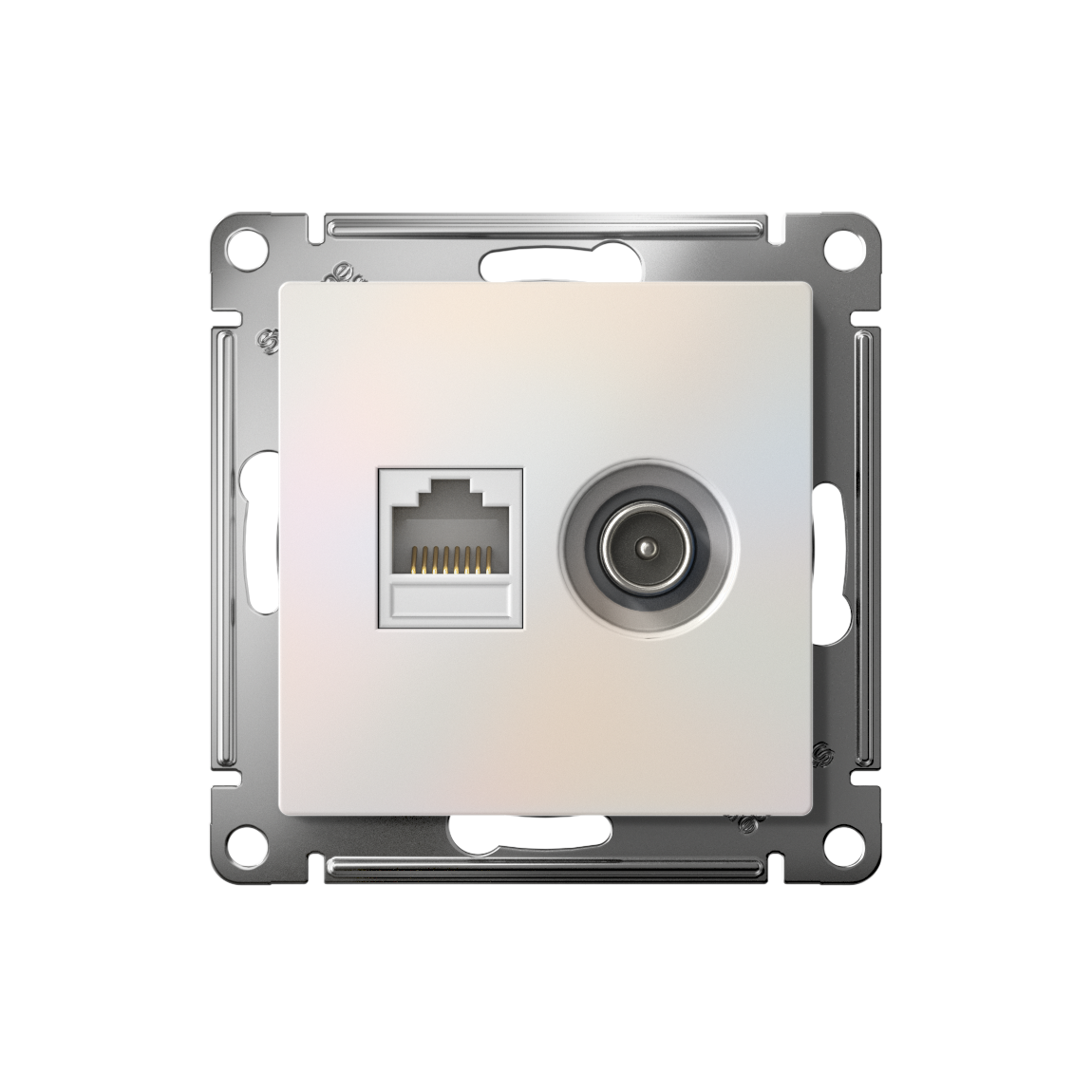 ATLASDESIGN РОЗЕТКА двойная ТВ + компьютерная RJ45 кат. 5e, механизм, ЖЕМЧУГ