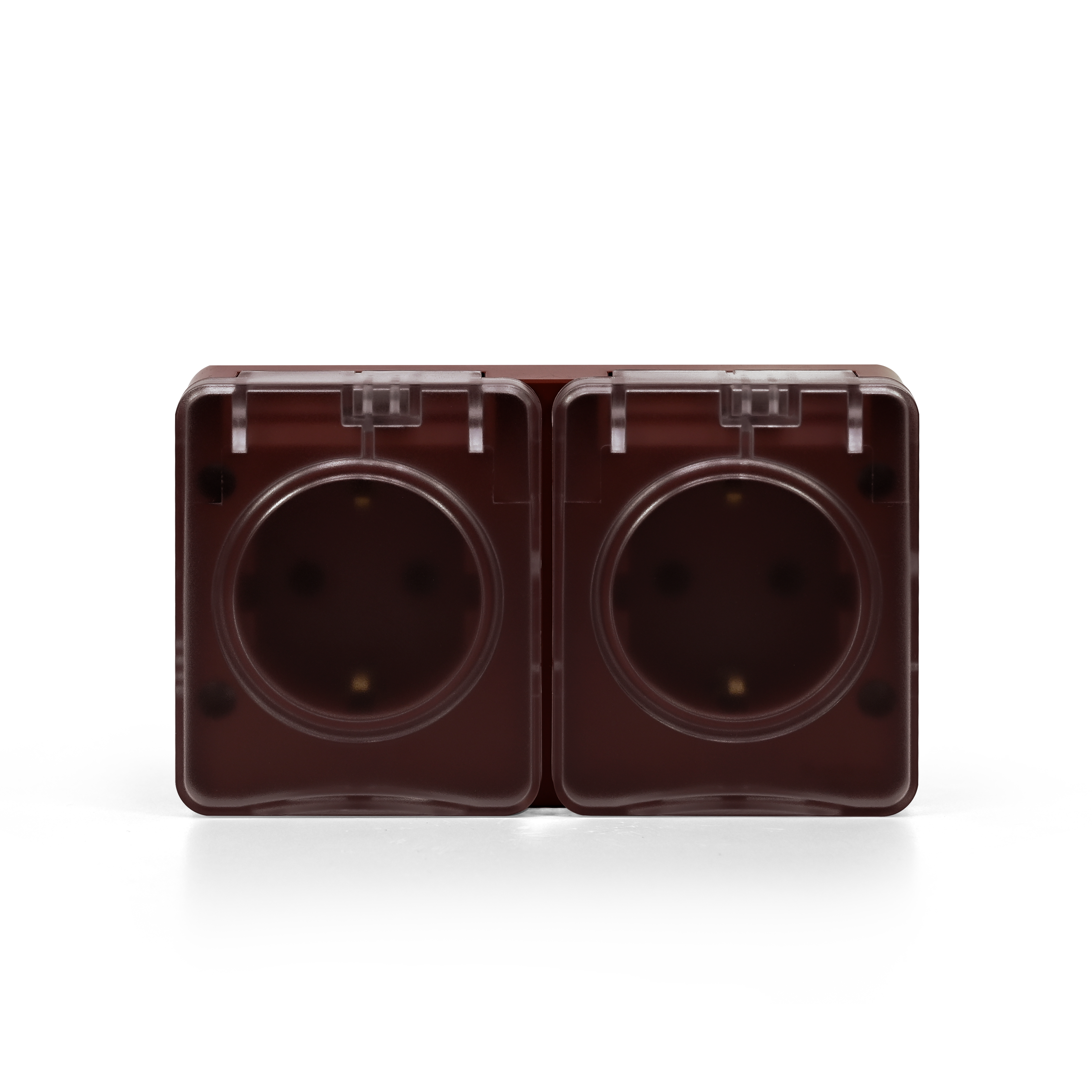 ATLASDESIGN PROFI IP54 О/У РОЗЕТКА двойная с заземлением со шторками, 16А, КОРИЧНЕВЫЙ