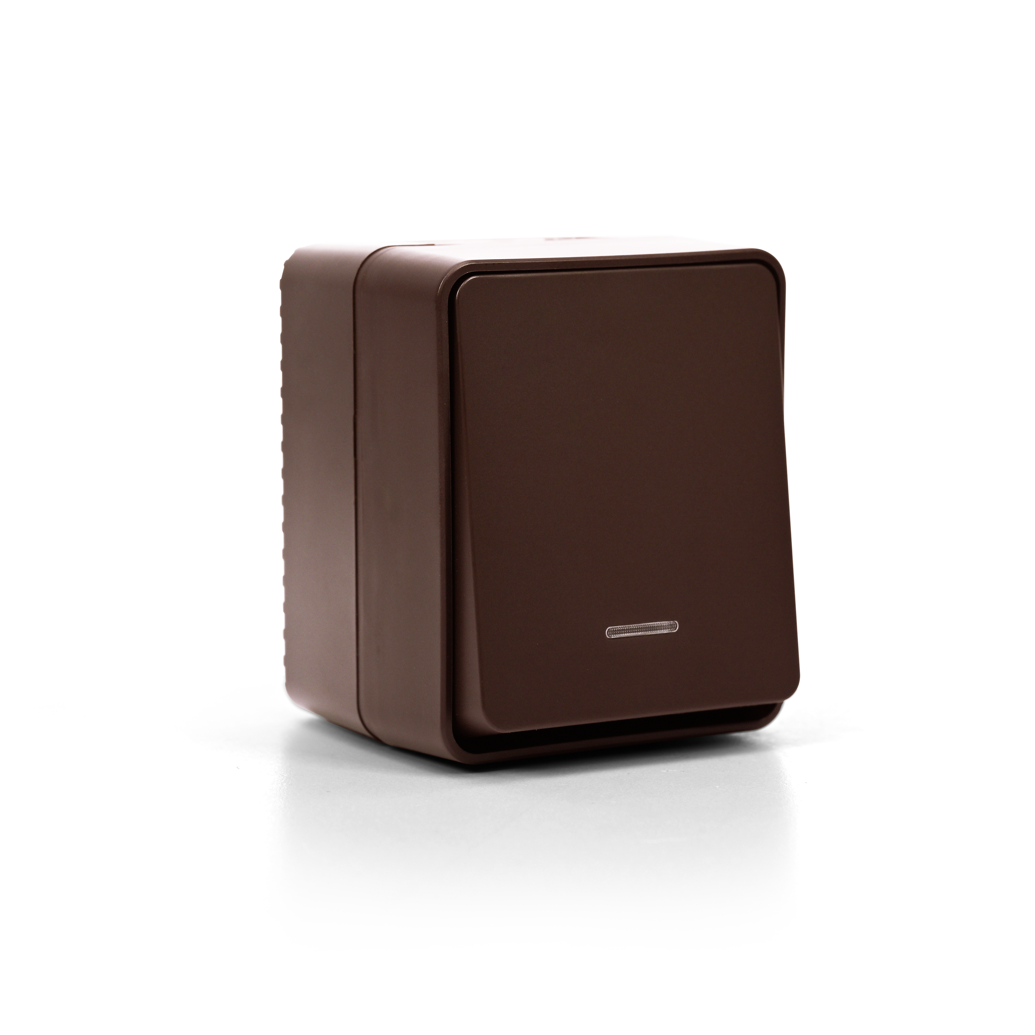 ATLASDESIGN PROFI IP54 О/У 1-клавишный ВЫКЛЮЧАТЕЛЬ с подсветкой, сх.1а, 10АХ, КОРИЧНЕВЫЙ