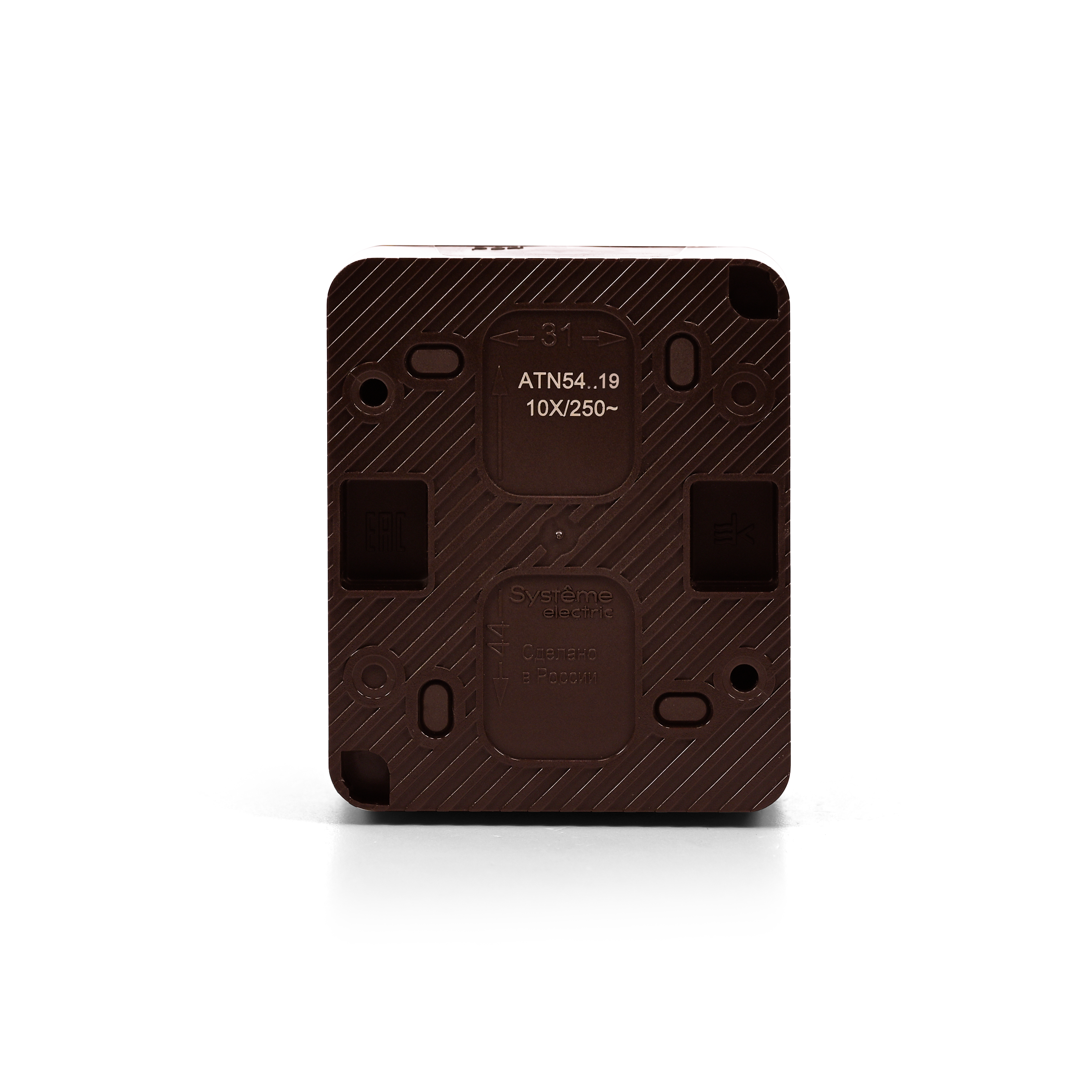 ATLASDESIGN PROFI IP54 О/У 2-клавишный ВЫКЛЮЧАТЕЛЬ ДЛЯ ЖАЛЮЗИ, сх.4, 10А, КОРИЧНЕВЫЙ