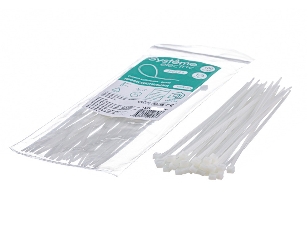MULTISET Стяжка кабельная нейлоновая 150х3.6 БЕЛАЯ (100шт) в пакете с замком ЗИП-ЛОК