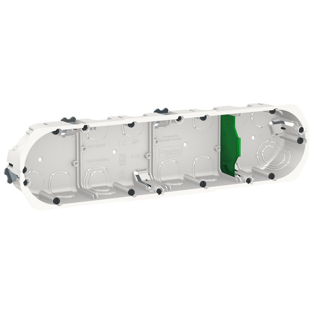 Коробка 4 поста глубина 40мм д/полых стен БЕЛАЯ