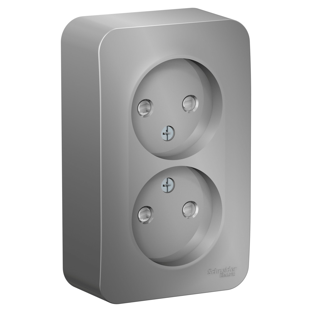 РОЗЕТКА О/У 2-я б/з/к шт, 16А, АЛЮМИНИЙ