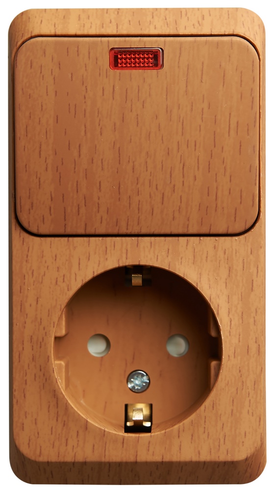 БЛОК О/У:РОЗЕТ с/з шт+ВЫКЛ 1кл подс, БУК