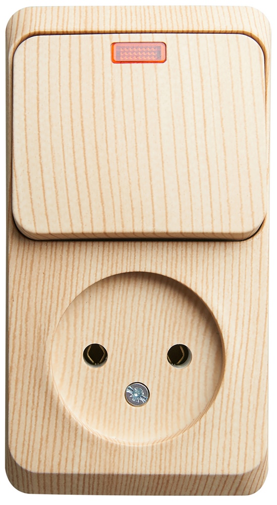 БЛОК О/У:РОЗЕТ б/заз+ВЫКЛ 1кл подс, СОСН