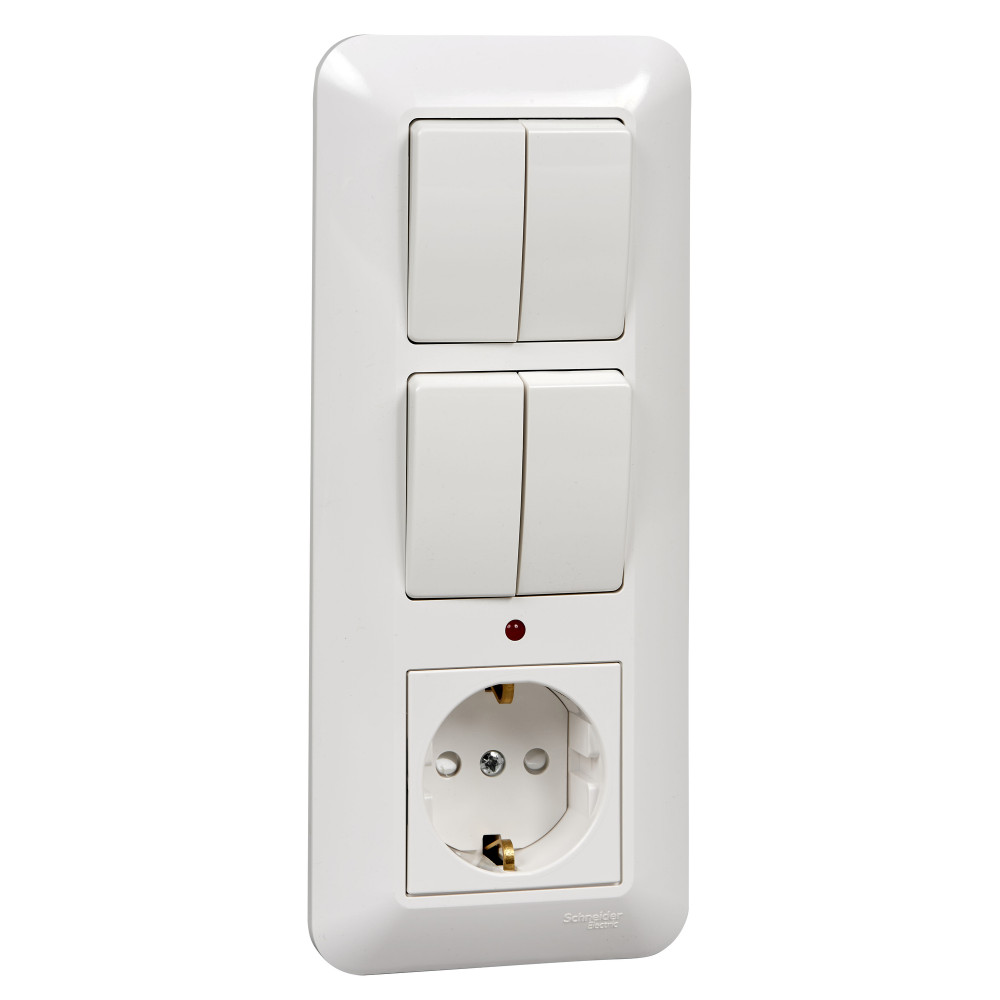 С/У БЛОК:РОЗЕТКА,ВЫКЛ.2-к,ВЫКЛ 2-к, БЕЛ