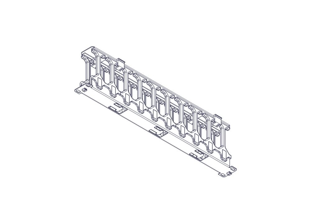 Горизонтальный кабельный организатор серия Excelente, 1U, пластиковые пальцы