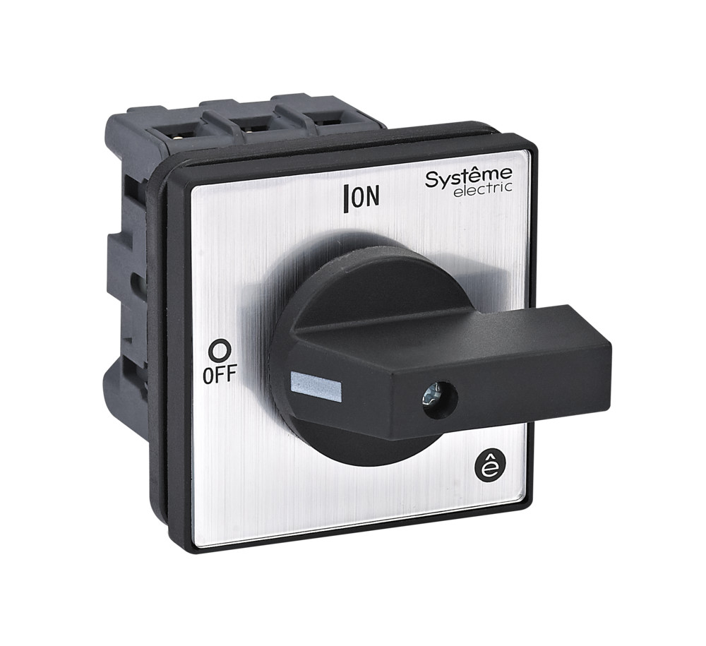 ВЫКЛЮЧАТЕЛЬ-РАЗЪЕДИНИТЕЛЬ 3P 25A IP54 С ЧЁРНОЙ РУКОЯТКОЙ НА ДВЕРЦУ 4 ВИНТАМИ