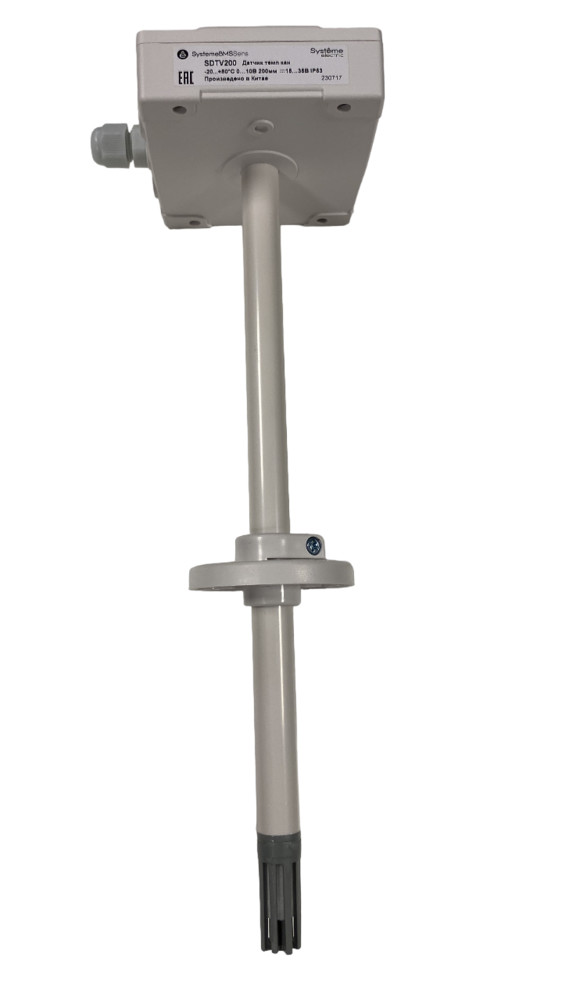 Датчик температуры канальный, 0…+50°С 4…20мА 283мм(40…265мм)=15…35В