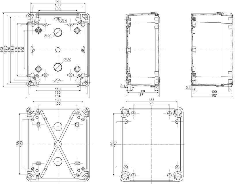 ПЛАСТИКОВАЯ КОРОБКА 192x164x87 ABS
